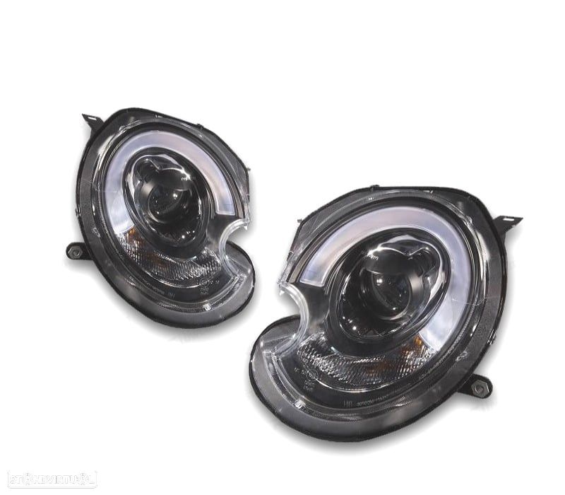 FARÓIS FRONTAIS MINI COOPER R56 R57 06-10 XENON TUBE LIGHT FUNDO PRETO - 1