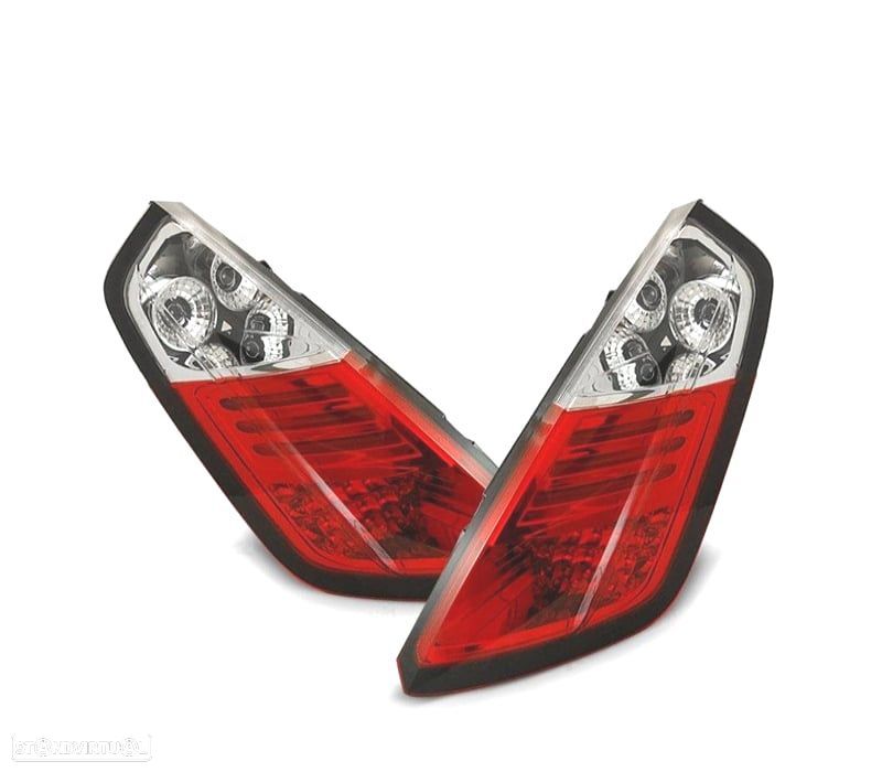 FAROLINS TRASEIROS FIAT GRANDE PUNTO 05-09 LED VERMELHO CROMADO - 1