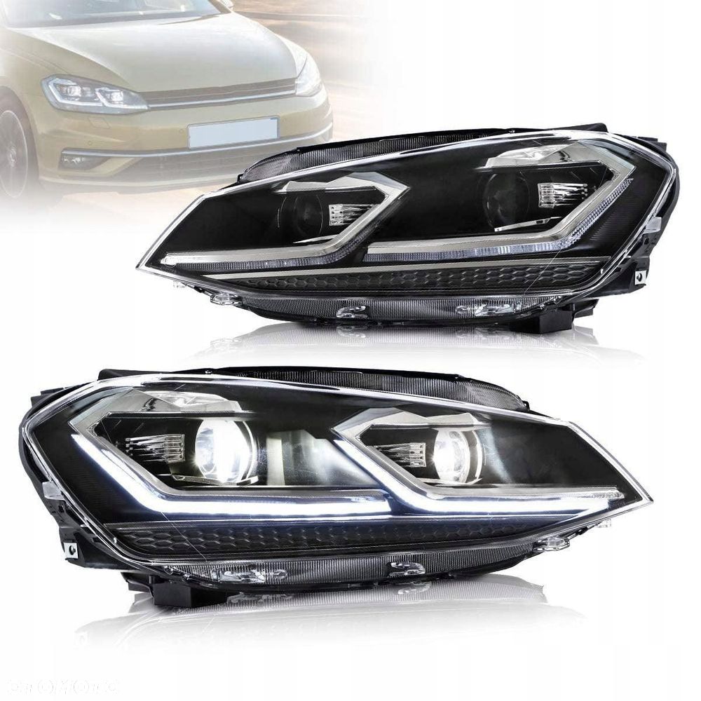 Reflektory Lampy kpl Vland Led +h7 Tuning Lift Chrom VW Golf VII 7 5g 2012- - 3