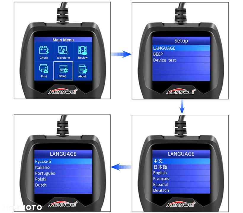 Tester do baterii akumulatorów 12V KONNWEI KW600 - 9