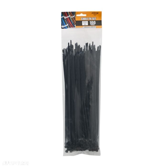 Coliere de plastic 300x4,6mm, fasete 100 buc, culoare negru - 1