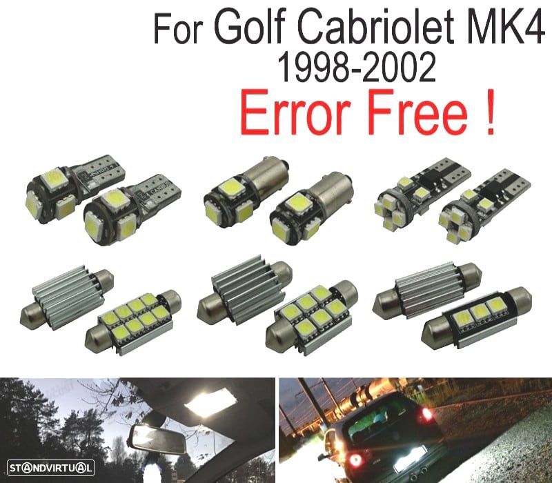 KIT COMPLETO 9 LAMPADAS LED INTERIOR PARA VOLKSWAGEN VW GOLF CABRIO CABRIOLET MK4 98-02 - 1