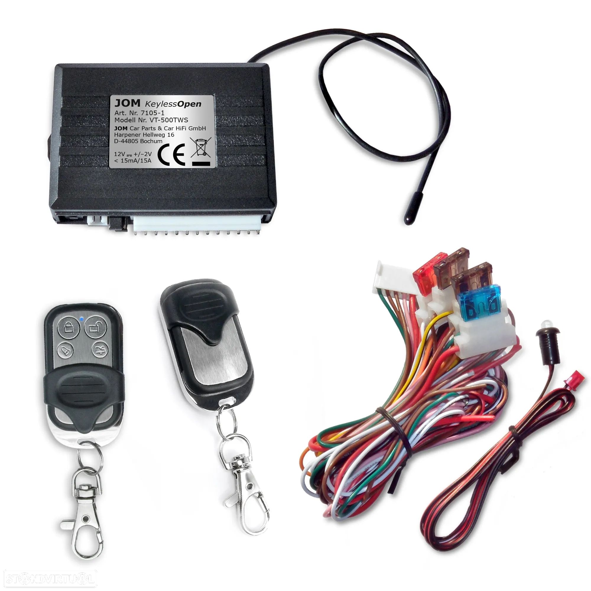 Kit Fecho Central Universal + 2 Comandos (compatível com fecho central original do veículo) - 1