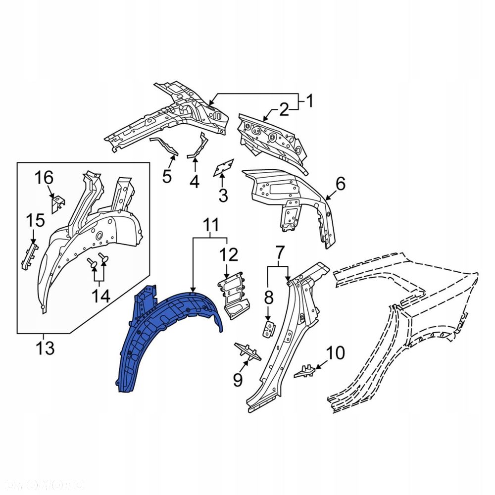 audi q8 urus nadkole wewnętrzne 4m8809409a - 4