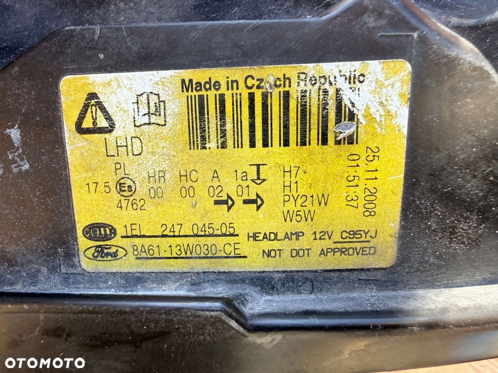Lampa przednia FORD FIESTA MK7 SOCZEWKI KOMPLET EUROPA ORYGINALNE HELLA - 6
