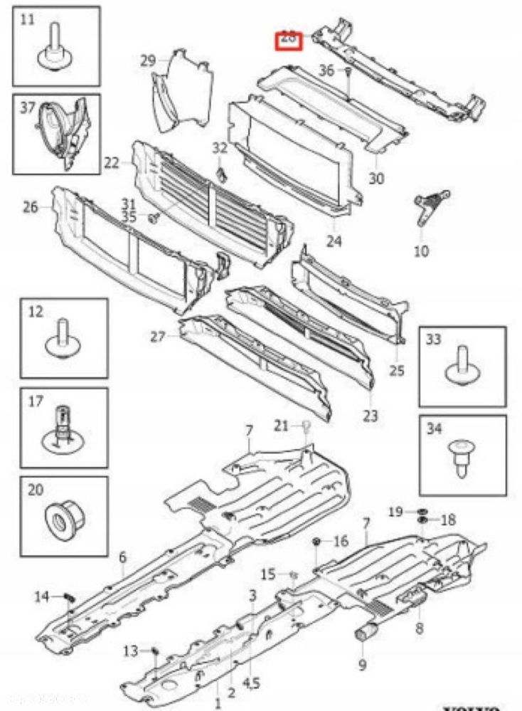 VOLVO XC90 2015- WZMOCNIENIE CZOŁOWE GÓRNE PAS PRZEDNI 31425917 - 4