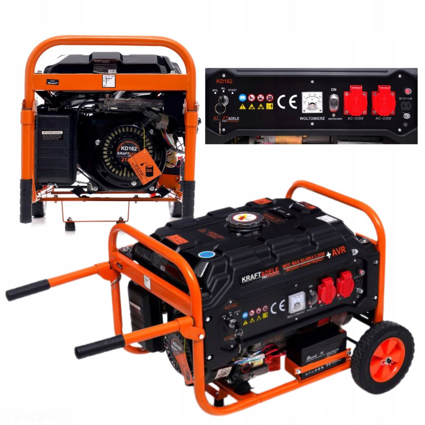 AGREGAT PRĄDOTWÓRCZY GENERATOR 5200W 2x230V AVR MIEDŻ STOJAN E START KD162 - 14
