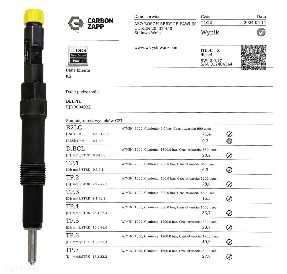 WTRYSK WTRYSKIWACZ  Gwarancja 24msc EJDR00402Z EJDR00202Z - 2