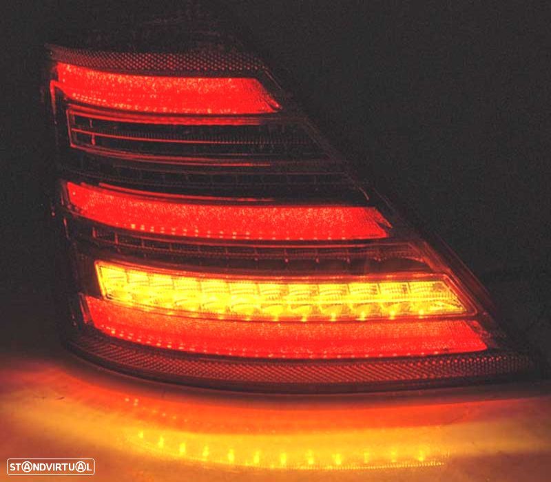 FAROLINS TRASEIROS MERCEDES W221 CLASE S 05-09 LED DINÁMICO LOOK W222 VERMELHO BRANCO - 3
