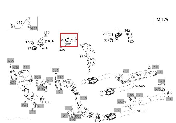 MERCEDES W213 W222 GLC AMG GT Wspornik przewodow ukladu wydechowego prawy - 2