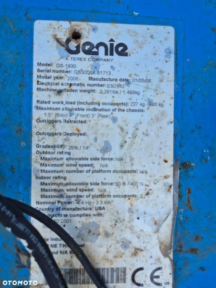 Genie GS-1930 / 1 WŁ / AŻ 7.8 M WYSOKOŚĆ / ELEKTRYCZNY / SERWISOWANY / PRZEGLĄD DO 05.26 / MOŻLIWOŚĆ TRANSPORTU W PL! - 24