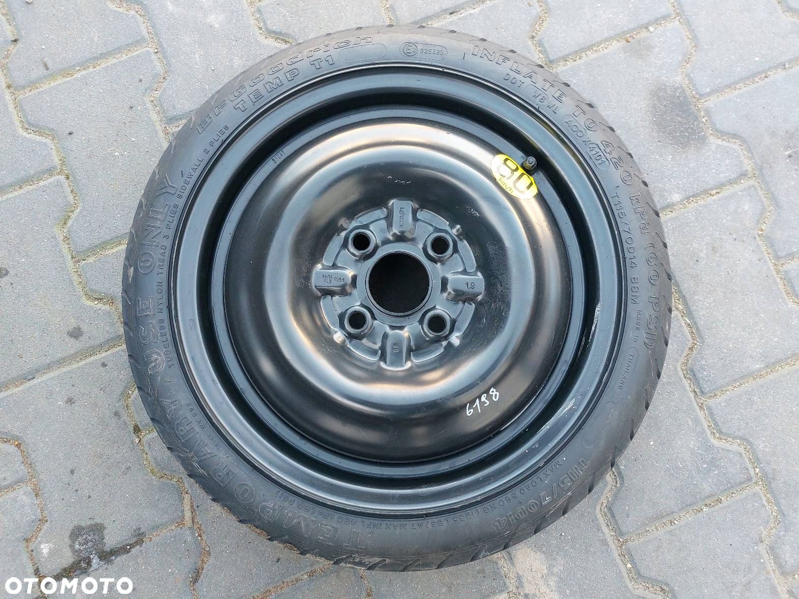 DOJAZDÓWKA 4×100 4J X14 ET45 FI54,1 115/70R14 2001R BFDGOODRICH - 1