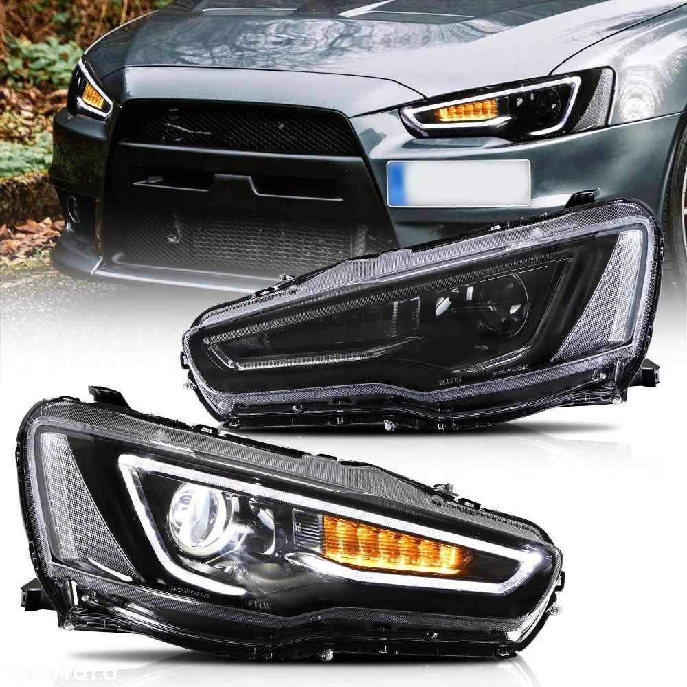 Reflektory Lampy kpl Diody Soczewka Black Mitsubishi Lancer VIII 8 i Evo X - 4