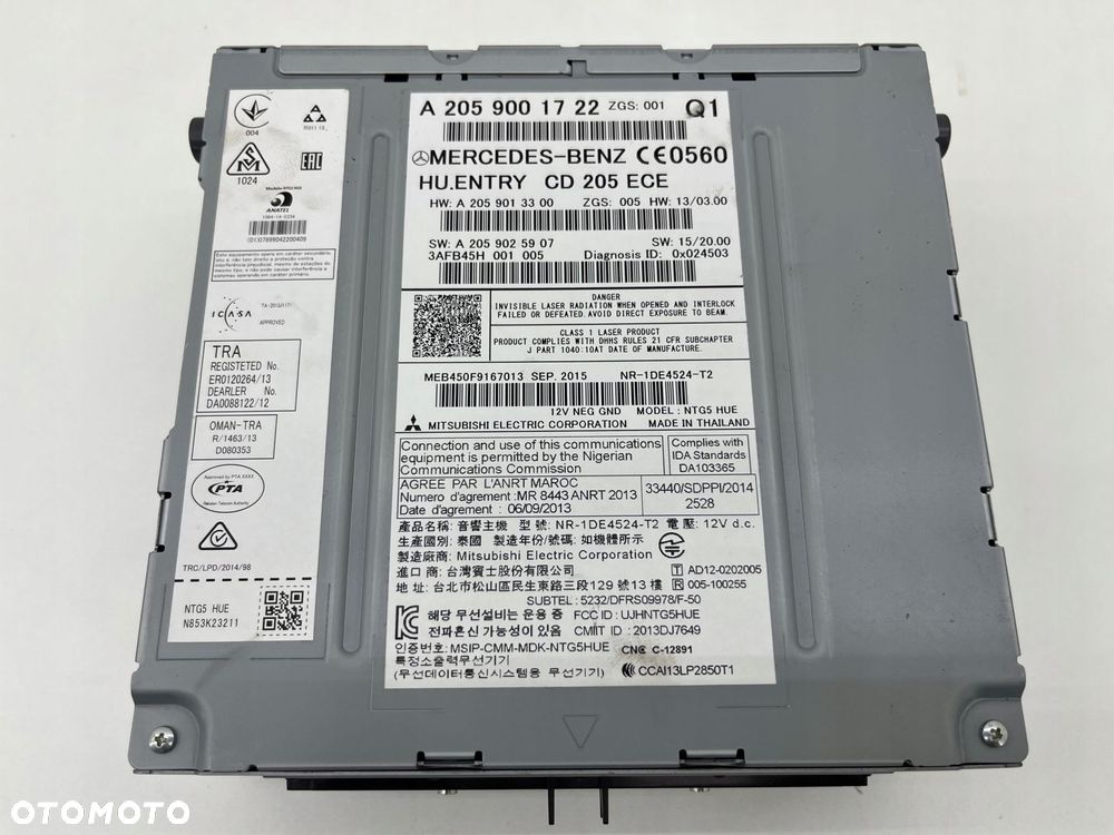 MERCEDES W205 RADIO NAWIGACJA CZYTNIK CD A2059001722 - 2
