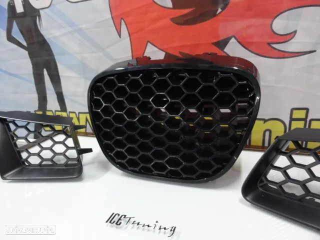 Kit 3 Grelhas (Frontal e laterais) em favo de mel para Seat Ibiza 6L 2002-2008 tipo Cupra em plástico ABS. - 5