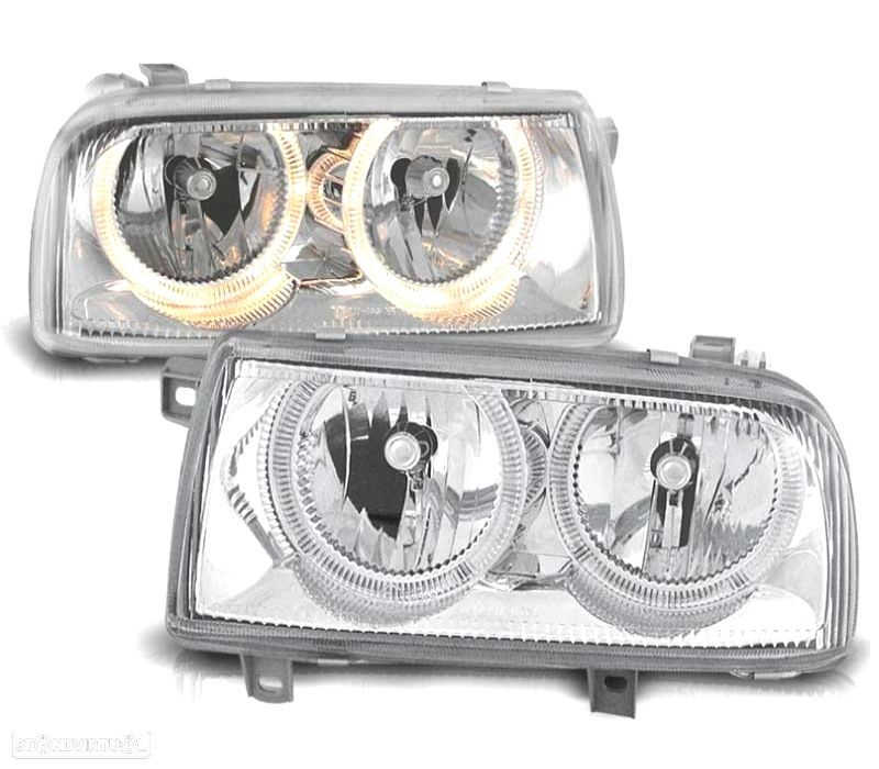 FARÓIS ANGEL EYES VOLKSWAGEN VW VENTO 92-98 FUNDO CROMADO - 1