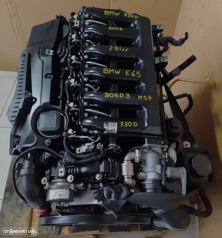 Motor Bmw 730D 231cv E65 M57 306D3 bloco aluminio caixa velocidades 6HP26 - 1