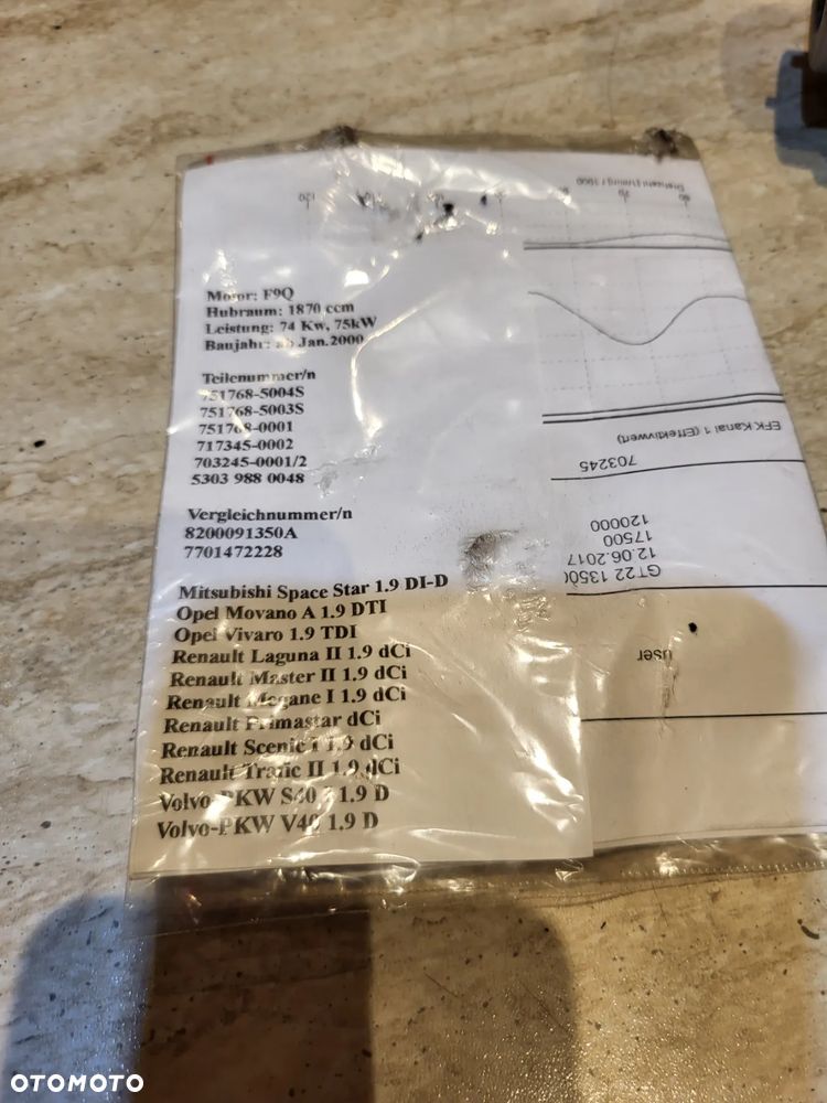 turbina Turbosprężarka Regenerowana  OPEL MOVANO A, VIVARO A; RENAULT KANGOO, LAGUNA I, LAGUNA II, MASTER II, MEGANE I, MEGANE I CLASSIC, MEGANE I COACH, SCE 751768-5004s/751768-5003s/751768-0001/717345-0002/703245-0001/53039830018/ - 7