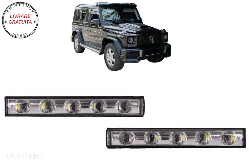 Lumini de zi dedicate LED DRL Crom Mercedes G-class W463 (1989-Up) G65 Design- livrare gratuita - 9