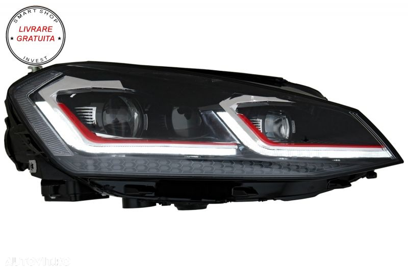 RHD Faruri LED cu Grila VW Golf 7 VII (2013-2017) R Design Rosu- livrare gratuita - 7