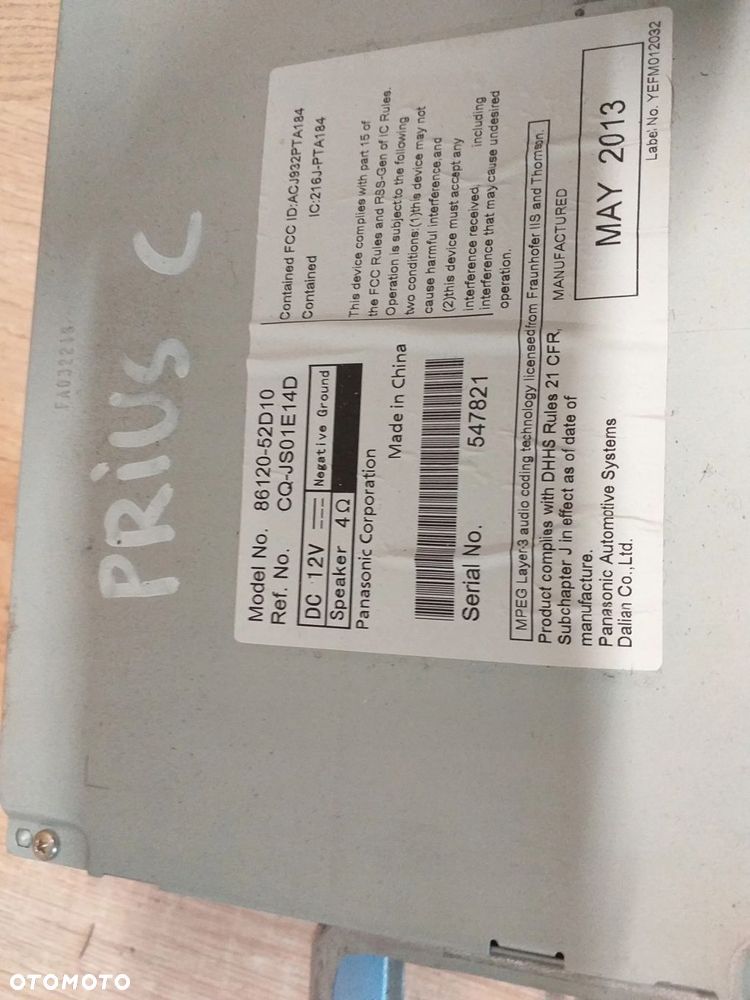 Toyota Prius C AQUA radio oryginał - 3