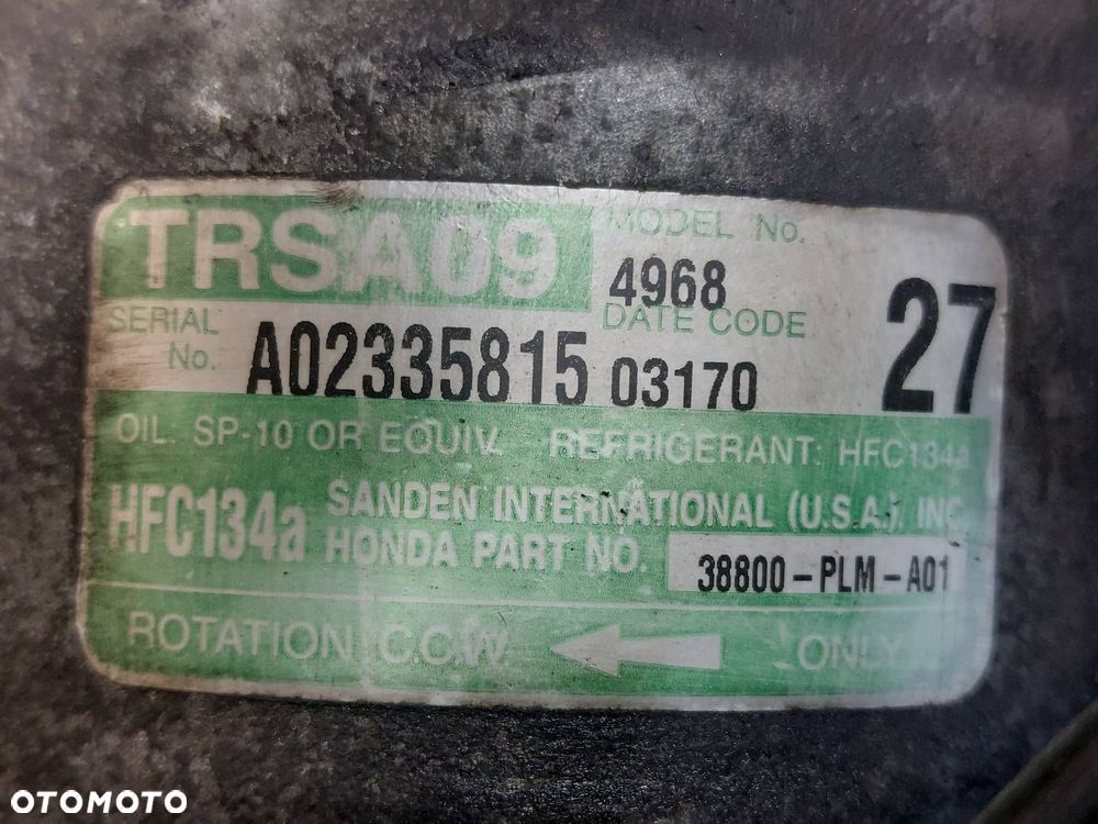 SPRĘŻARKA KOMPRESOR KLIMATYZACJI HONDA CIVIC VII 1.7 B 38800-PLM-A01 - 2