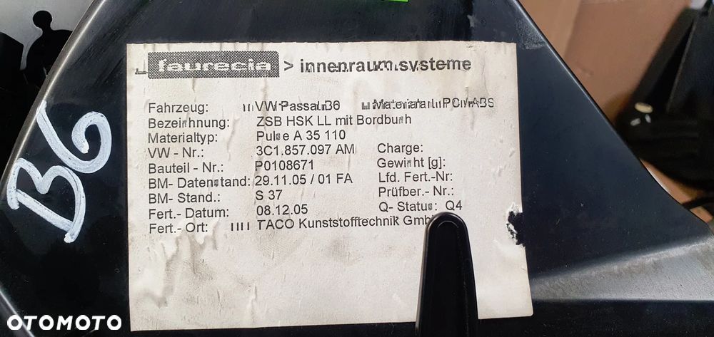 Schowek pasażera półka VW Passat B6 3C1857101 3C1857097AM - 8