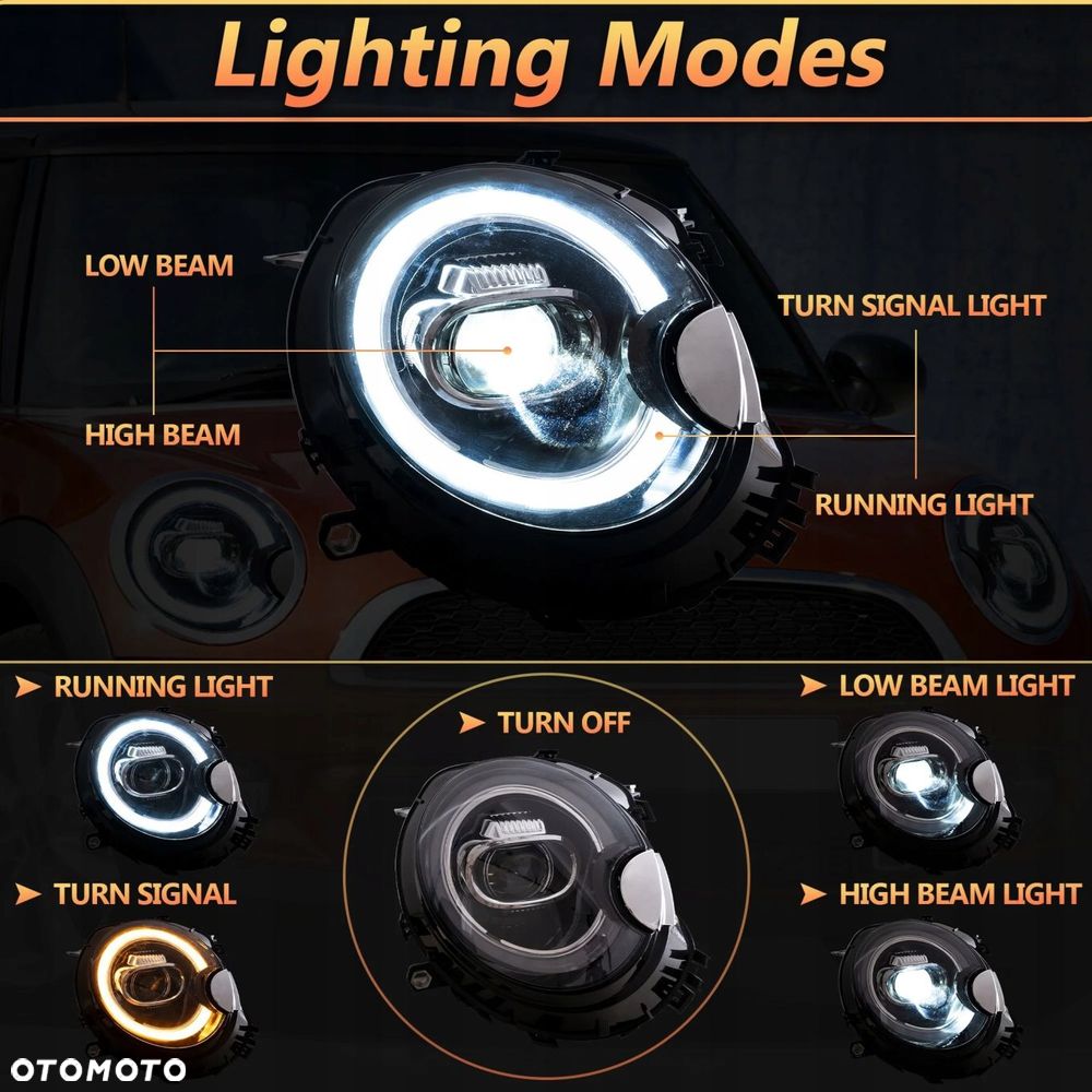 Reflektory Lamy kpl Vland Led Tuning Black Mini One r55 r56 r57 r58 r59 06- - 9
