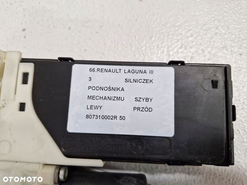 RENAULT LAGUNA 3 III SILNICZEK SZYBY DRZWI LEWY PRZÓD PRZEDNI 807310002R - 2