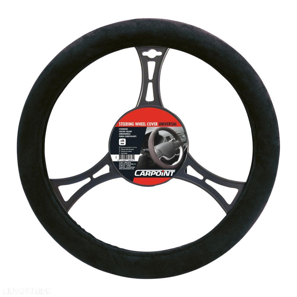 Husa volan Carpoint, material cauciucat aspect piele intoarsa, culoare negru, diametru 37-39cm - 3