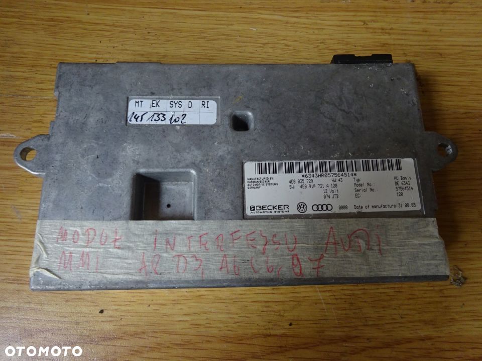MODUŁ STEROWNIK AUDI A6 MMI INTERFACE 4E0035729 - 1