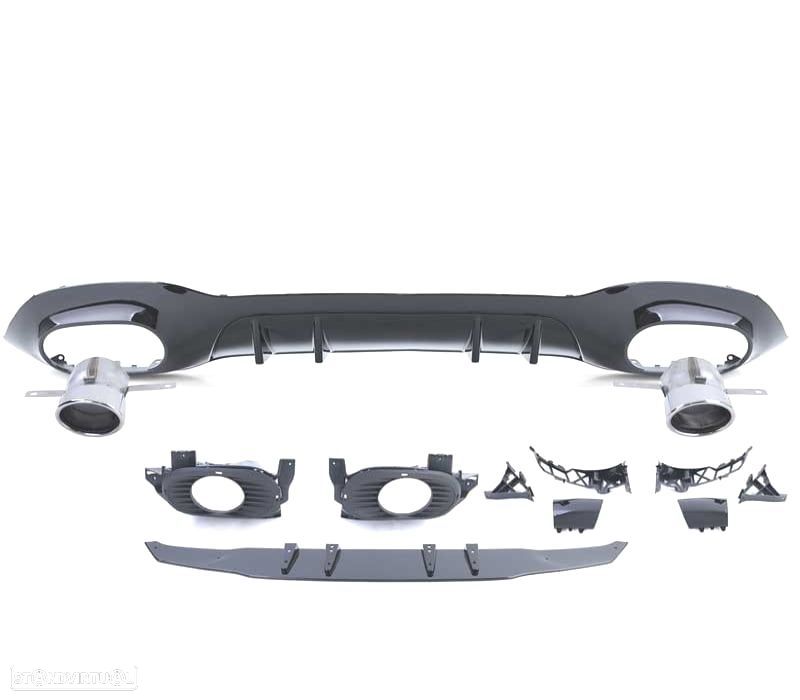 DIFUSOR MERCEDES CLASE A W177 18- A35 LOOK AMG PRETO BRILHANTE + PONTEIRAS ESCAPE - 3