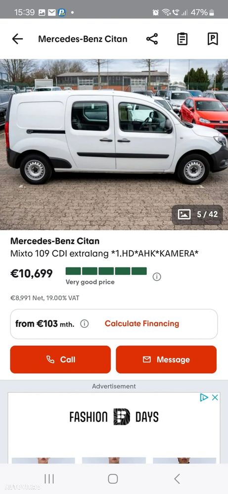 Mercedes-Benz Citan 109 CDI Mixto BlueEFFICIENCY extralang - 6