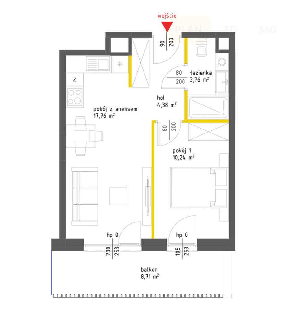 Bardzo ładne Nowe mieszkanie, 38 m², 6 piętro od 1.Października 2026,