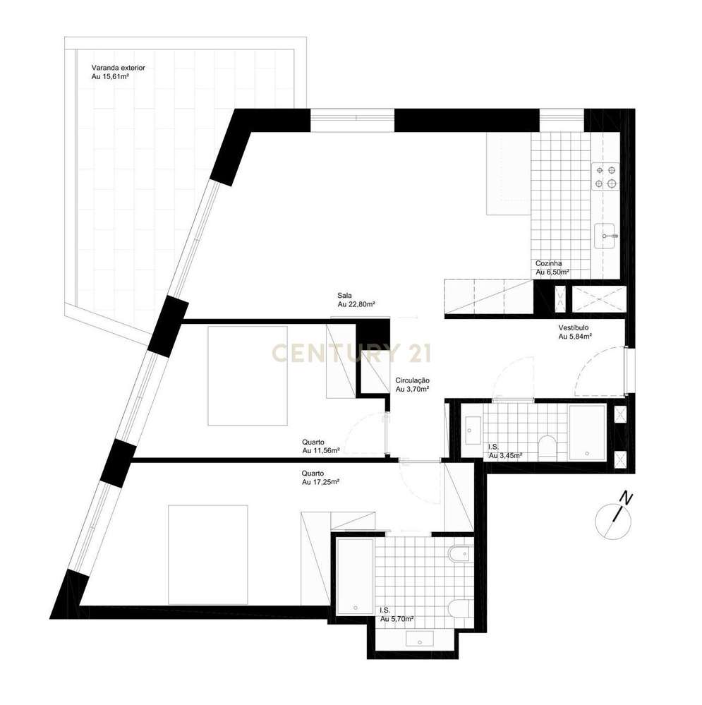 Apartamento T2 com varanda num condomínio fechado, Ocean Terrace, em L - Grande imagem: 2/4