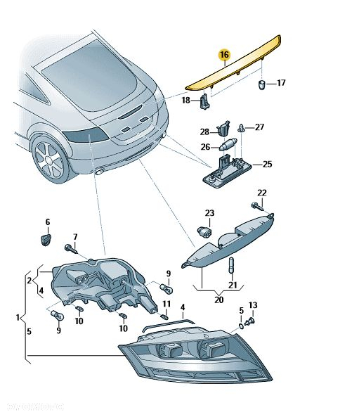 TRZECIE ŚWIATŁO HAMOWANIA OE AUDI TT RS 8J0945097 - 3