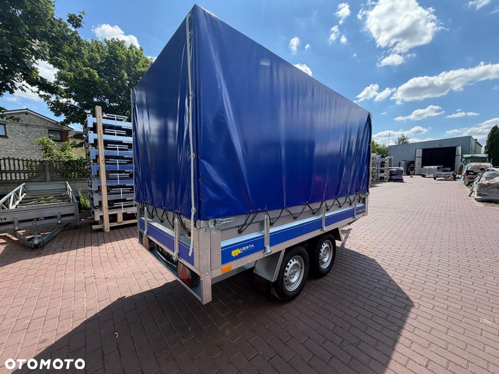 Inny Przyczepa Vesta 30HDA Hochlader DMC 750 kg 301x150x38 2 osie ze stelażem i plandeką H120 spawana rama koła pod spodem - 4