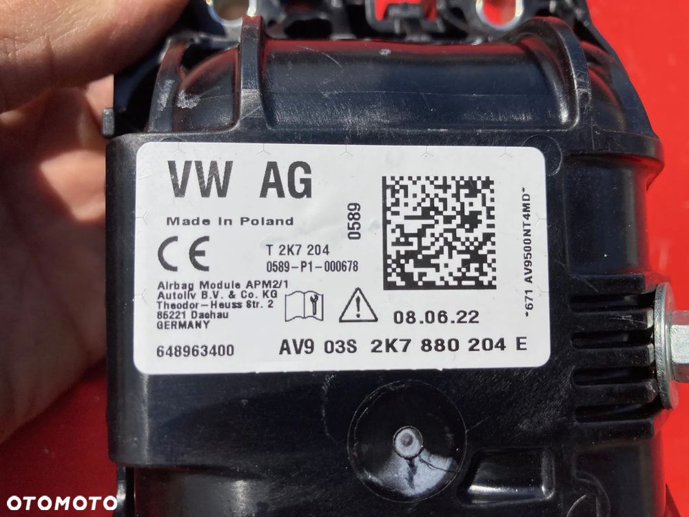 VW CADDY 5 V  2K7 2K8 PODUSZKA POWIETRZNA  AIRBAG KIEROWCY  AIR BAG SRS PASAŻERA PASY PASN NAPINACZ DOPINACZ naprawa regeneracja Raz2!!! - 4