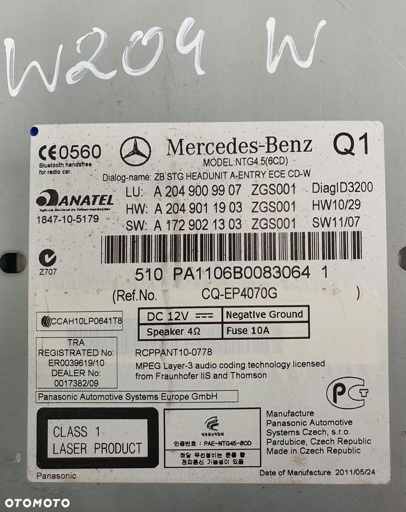 RADIO CD NAWIGACJA MERCEDES W204 A2049009907 - 5