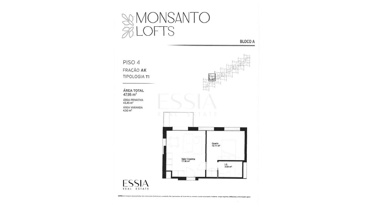Apartamento T1 com Varanda e Garagem em Condomínio Privado, Paranhos - Grande imagem: 5/5