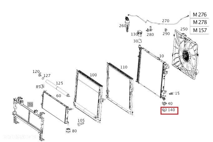 MERCEDES WIELE MODELI Mocowanie chlodnicy dolne OE - 2