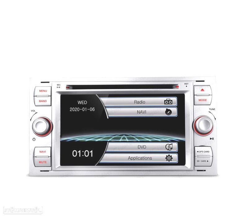 AUTO RADIO 2DIN 7" PARA FORD QUADRADO COLOR CINZA PRATEADO USB GPS TACTIL HD - 1