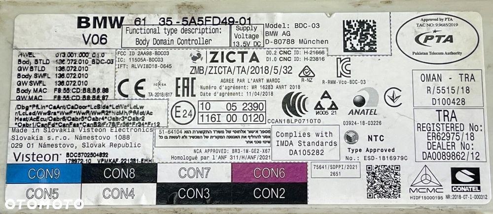 BMW 5 G30 G31 MODUŁ STEROWNIK BDC 5A5FD49 - 9