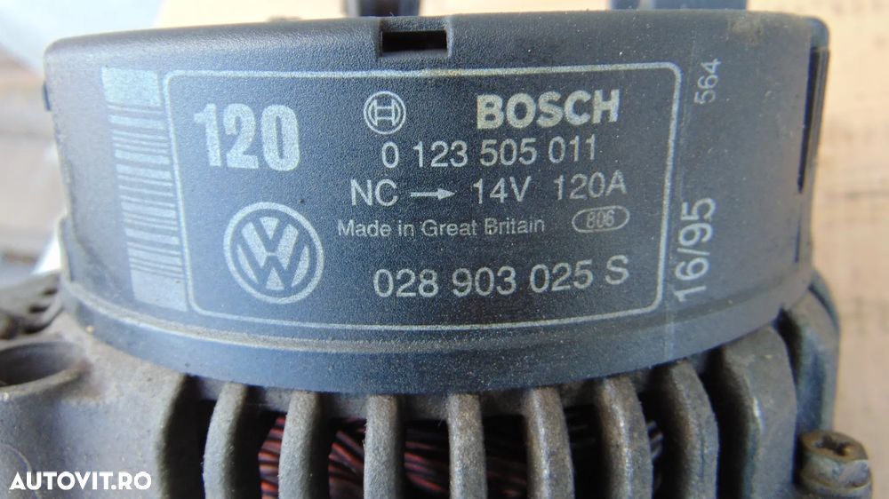 Alternator Golf 3/VW T4 1.9/VW Sharan 1.9 TDI an 1996-2000 cod 0123055011 - 7