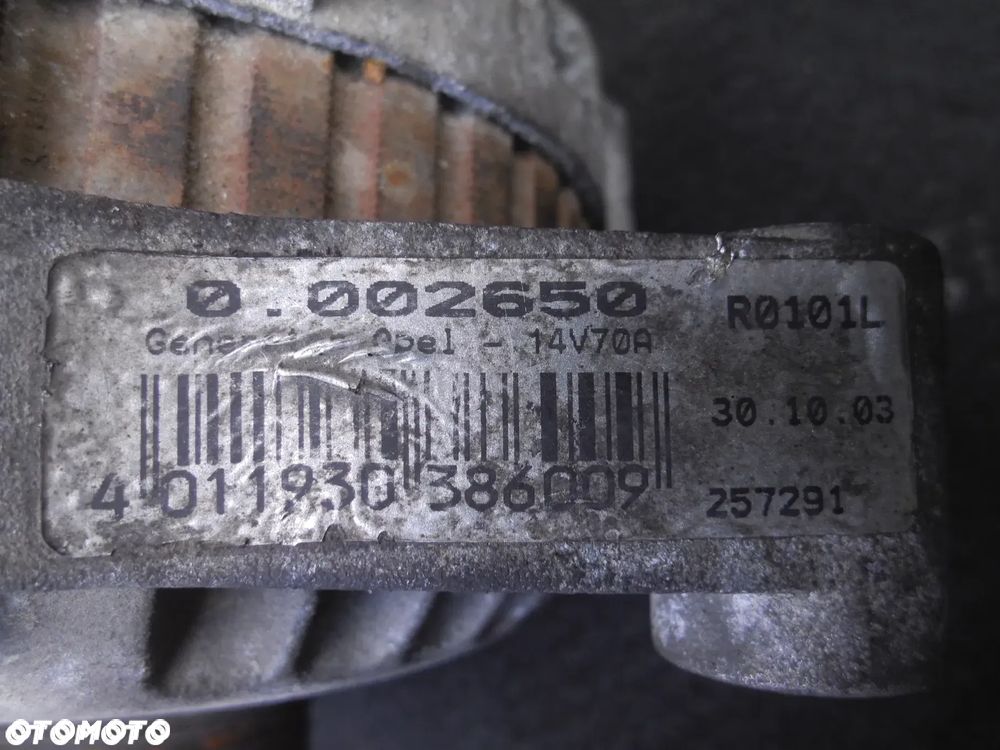 ALTERNATOR OPEL ASTRA G OMEGA B1 1.6 2.0 R0101L 257291 14V 70A ORYGINAŁ - 3