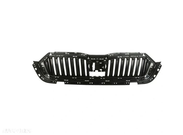 Grila radiator Skoda Octavia, 04.2020-, montare fata, cu cadru negru lucios; negru; complet, RapidAuto - 1