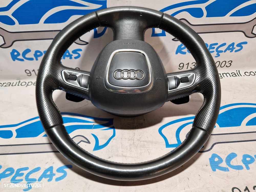 VOLANTE GUIADOR COMPLETO AUDI 8T0419091A 8T0419091 62276000A AUDI A5 8T0 8T3 8TA COUPE CABRIO SLINE S-LINE S LINE PATILHA PATILHAS PELE PERFURADA COMANDOS MULTIFUNÇÕES AIRBAG - 4