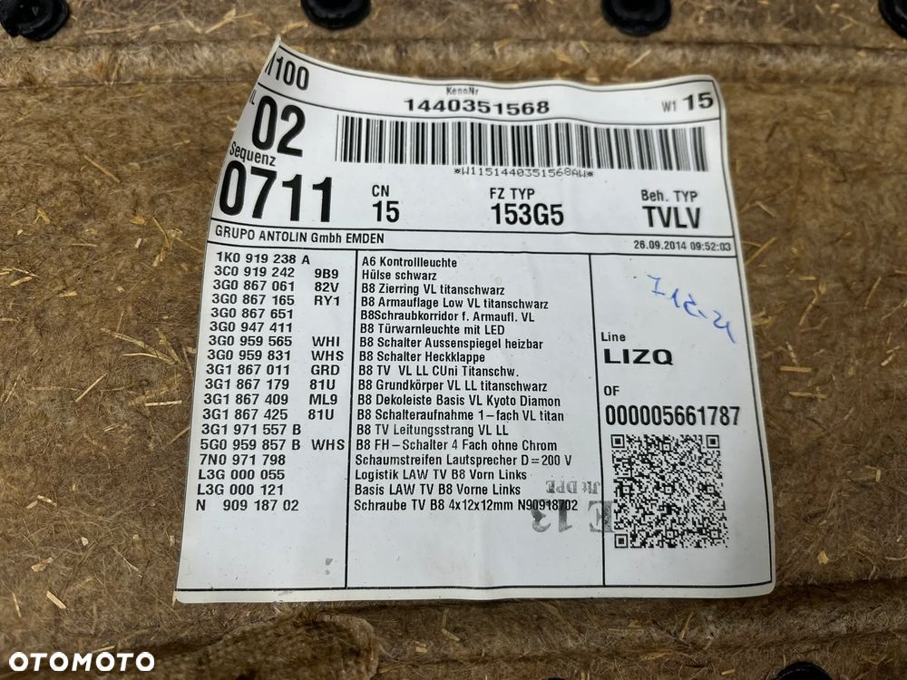 VW Passat B8 Boczek drzwi lewy przód 3G1867011 3G1971557B - 6