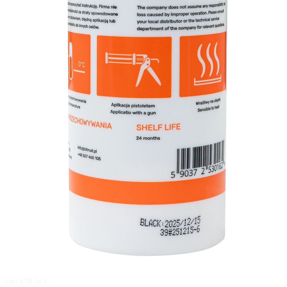 Czarny uszczelniacz butylowy Bitmat UB-310 masa do karoserii 310ml - 11