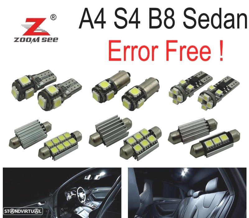 KIT COMPLETO DE 19 LÂMPADAS LED INTERIOR PARA AUDI A4 B8 8K2 S4 SEDÂN 09-15 - 1